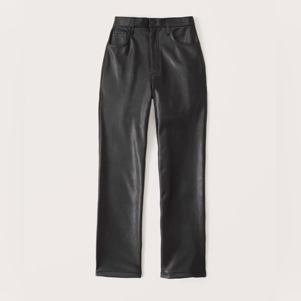 Abercrombie 90s Straight Ultra High Rise Leather Pants